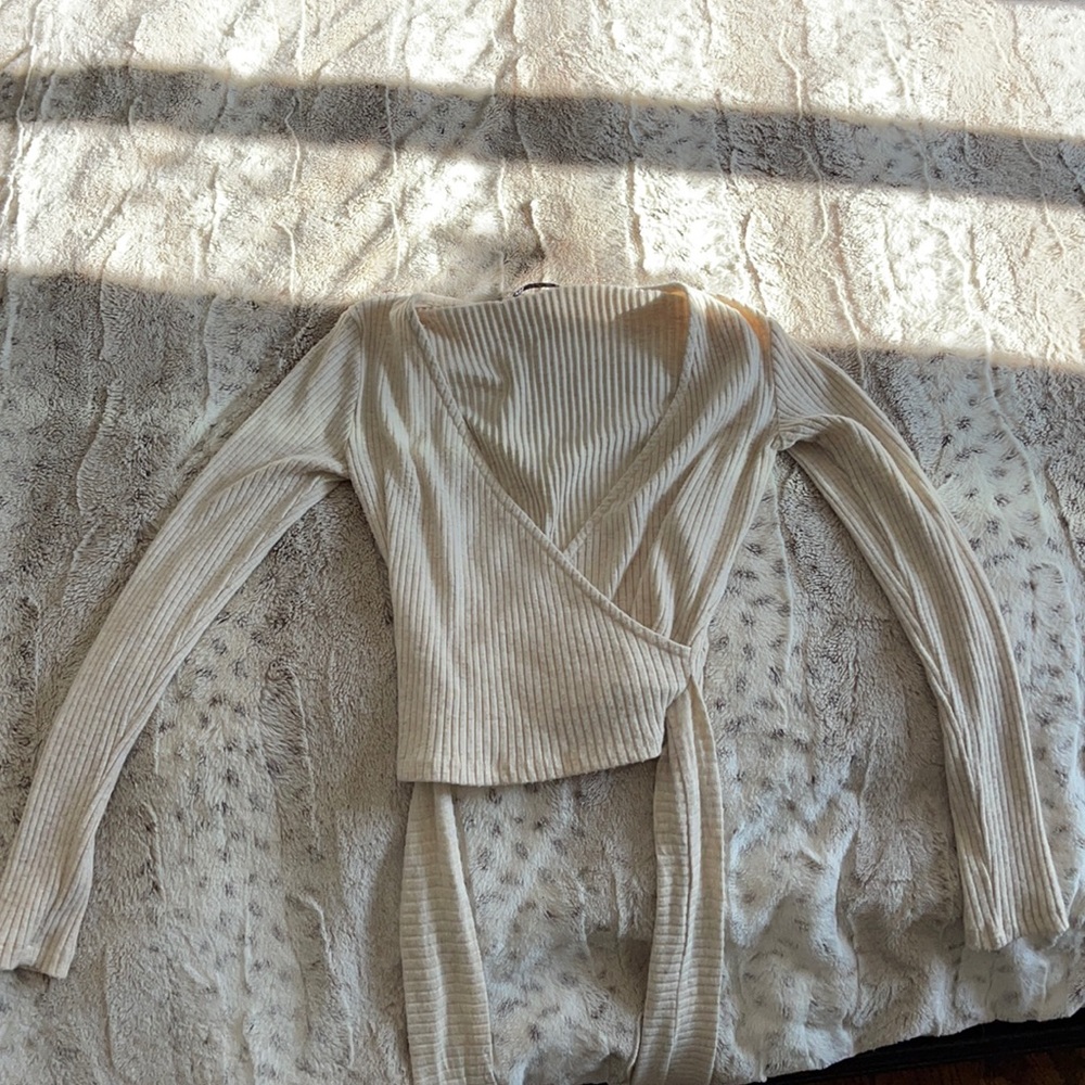 Sweater from Zara, ties in back. Fits like a small.